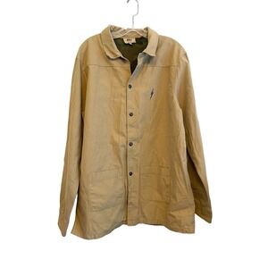 Lightning Bolt Canvas Skater Surf Jacket‎ Men Size XL Tan Beige Button Cotton